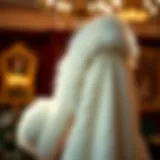 Luxury in Fashion: The White Fur Boa Luxurious white fur boa draped elegantly over a vintage dress