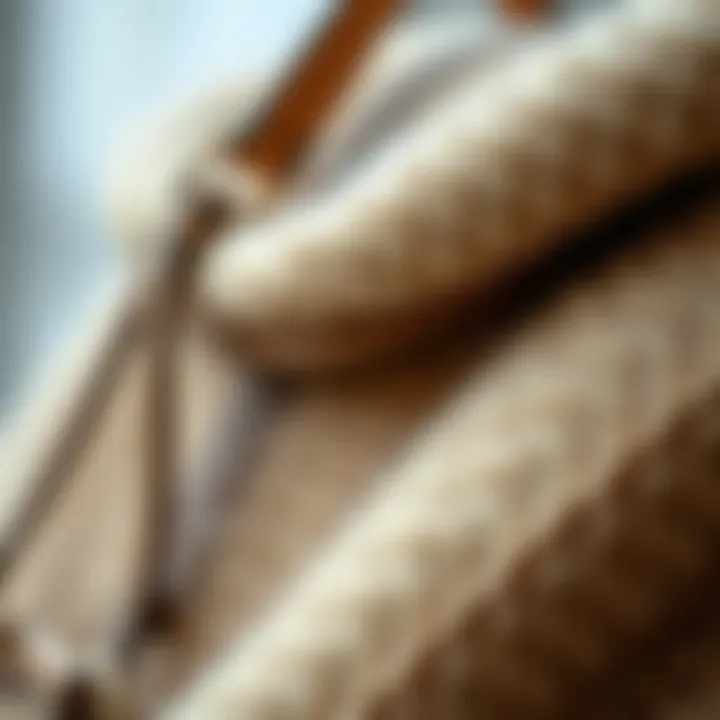 Sustainable Wool Material Overview Close-up of sustainable wool material used in handbag