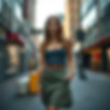 Urban Chic: The Belted Cargo Skirt Stylish belted cargo skirt showcased on a model in an urban setting