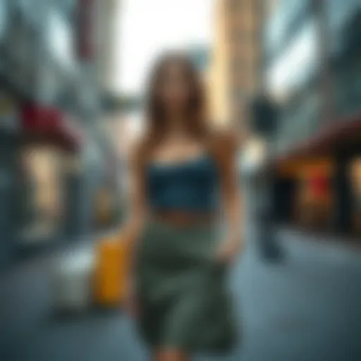 Urban Chic: The Belted Cargo Skirt Stylish belted cargo skirt showcased on a model in an urban setting