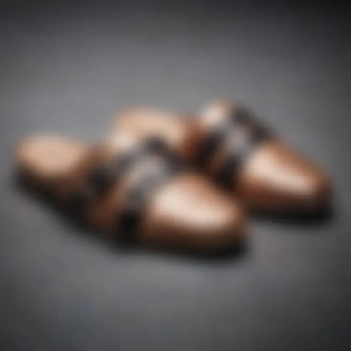 Close-up of the luxurious materials used in cross band slippers