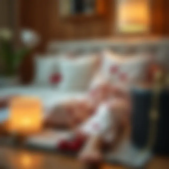 Aesthetic arrangement of lifestyle items with cherry pajama set