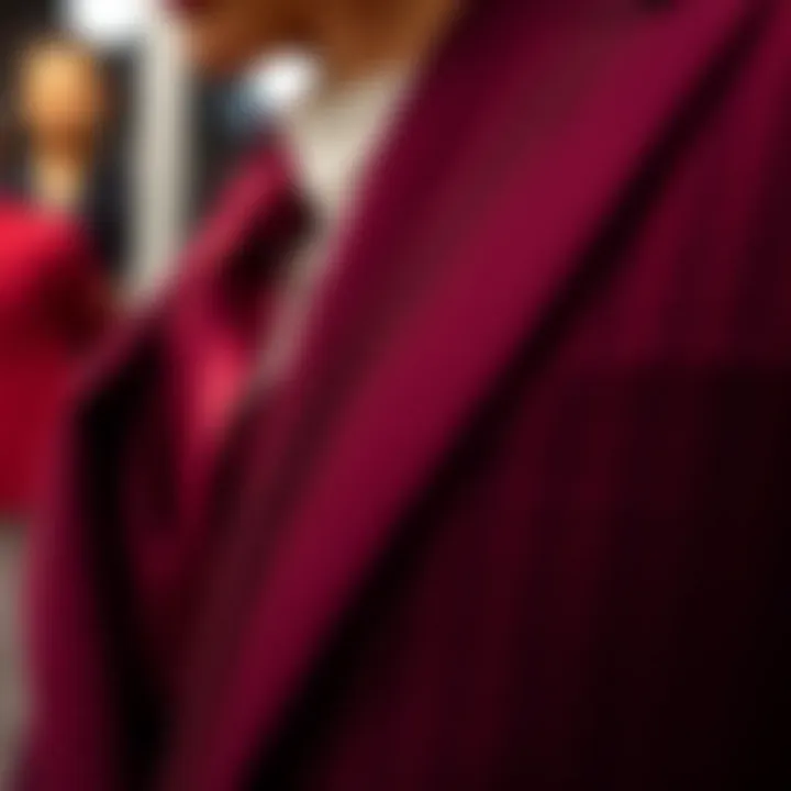 A close-up of burgundy fabric showcasing its rich texture
