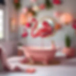 Elegant flamingo-themed bathroom decor showcasing vibrant colors and unique design elements