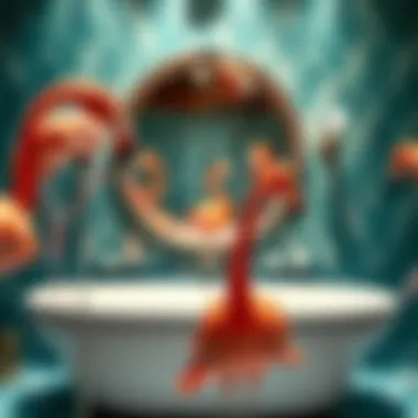 Cultural Influence of Flamingos in Design Artistic representation of cultural significance of flamingos in bathroom design