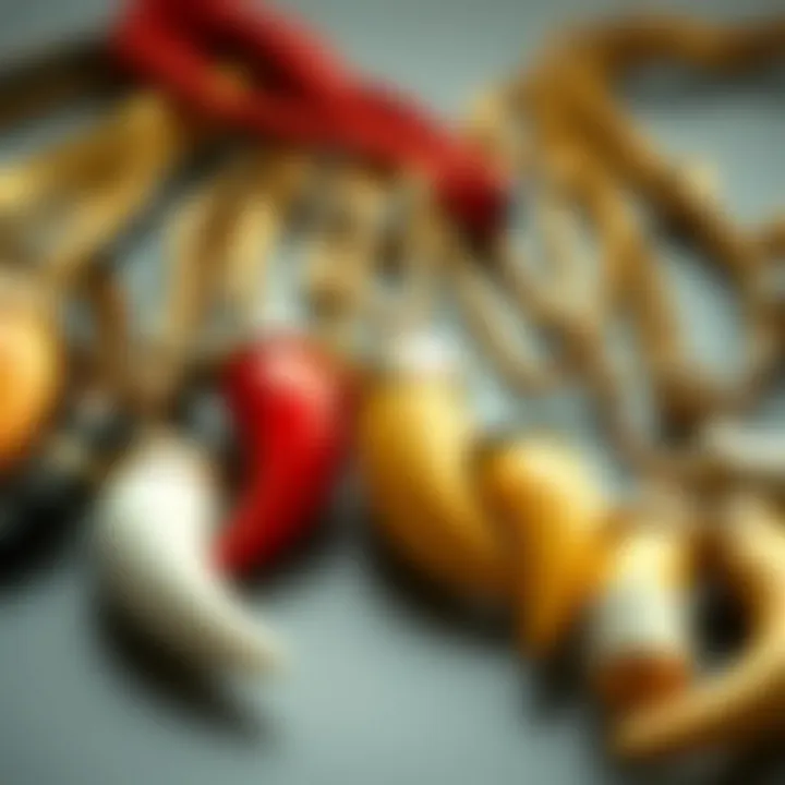 A collection of Italian horn necklaces in various materials and colors.