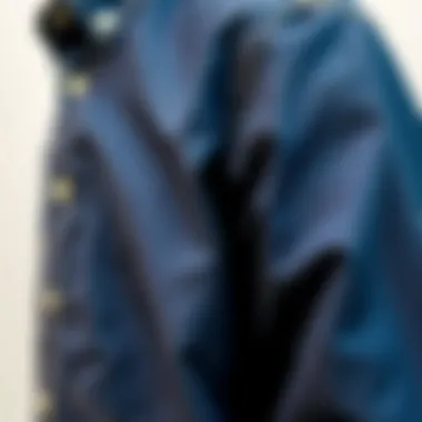 A close-up view of a lined denim shirt showcasing intricate stitching and texture