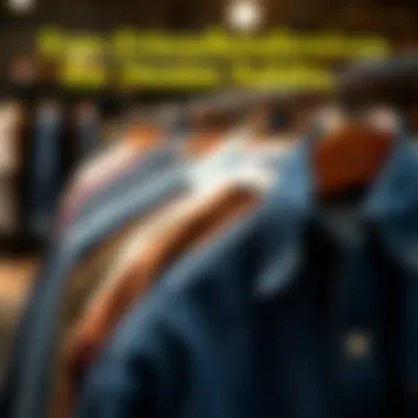 A sustainable fabric swatch display emphasizing eco-friendly materials used in denim shirts