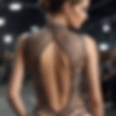 Elegant open back thong bodysuit showcasing intricate design details