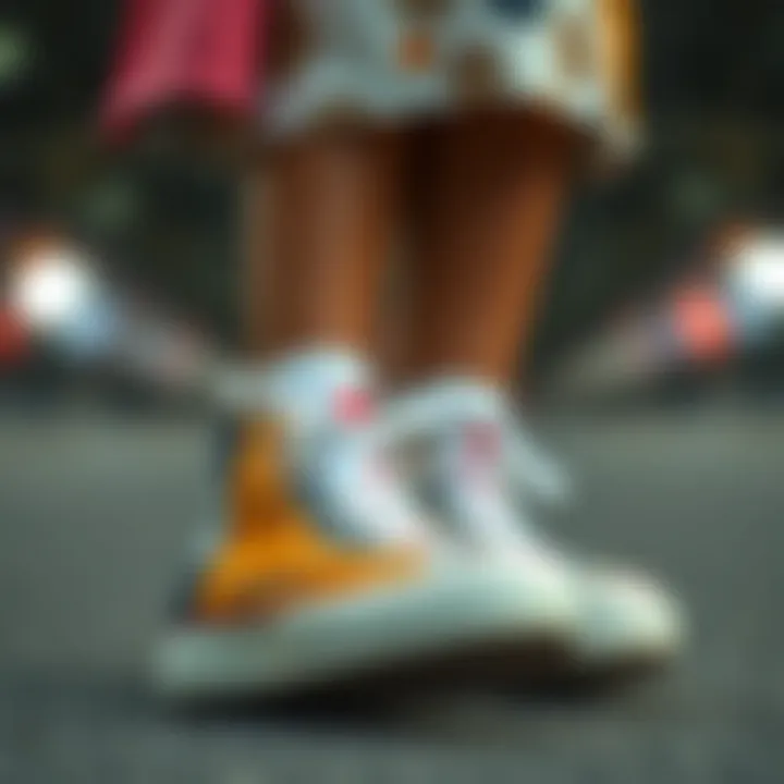 Creative Styling with Patchwork Converse Fashion-forward individual showcasing creative ways to style patchwork Converse