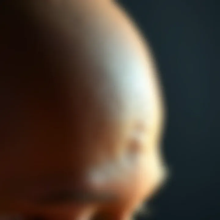 Close-up of realistic bald cap texture