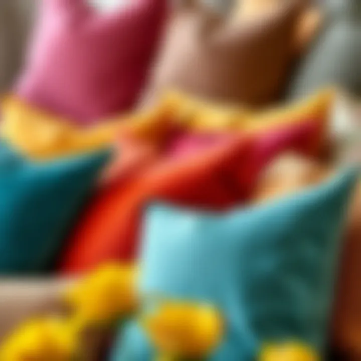 Artistic arrangement of throw pillows showcasing color palettes