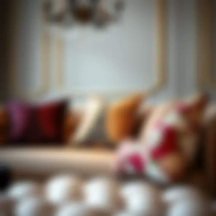 A collection of Parisian throw pillows on a chic sofa