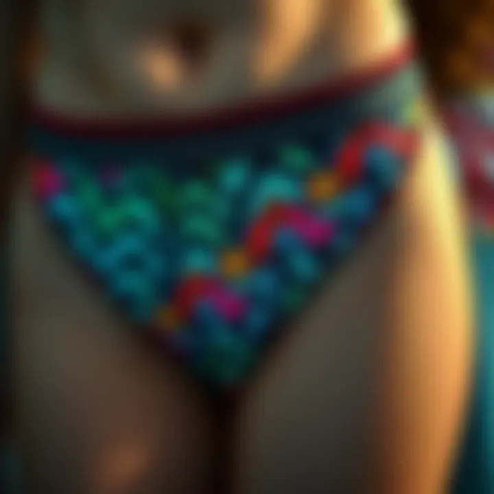 Close-up of the intricate patterns found on rainbow panties