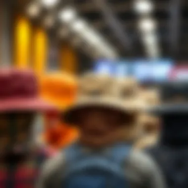 Various styles of hiking hats with neck covers displayed for comparison.