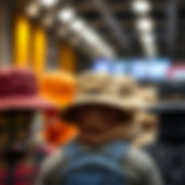 Various styles of hiking hats with neck covers displayed for comparison.