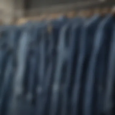 A collection of various denim dresses arranged aesthetically