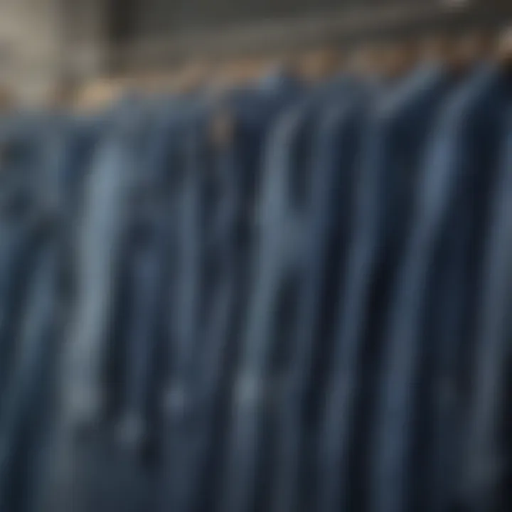 A collection of various denim dresses arranged aesthetically