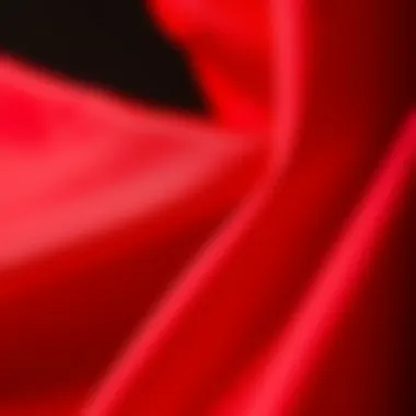 Close-up of fabric textures used in red blouses.
