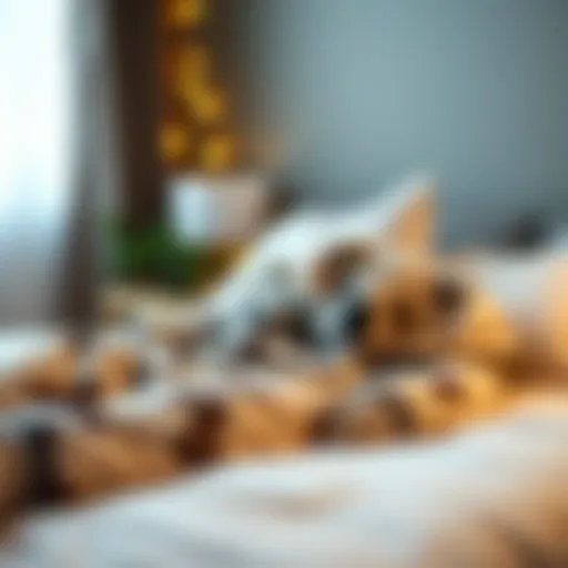 A cozy pair of koala-themed pyjamas laid out on a bed