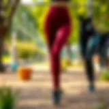 High waisted compression leggings in a vibrant outdoor setting