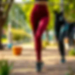 High waisted compression leggings in a vibrant outdoor setting