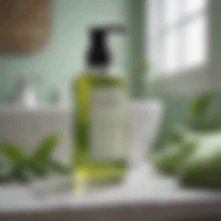 Farmacy Green Tea Cleanser in a serene bathroom setting