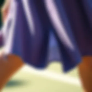 Intricate Design Elements of the Flare Tennis Skirt Close-up of the fabric texture and design details of a flare tennis skirt