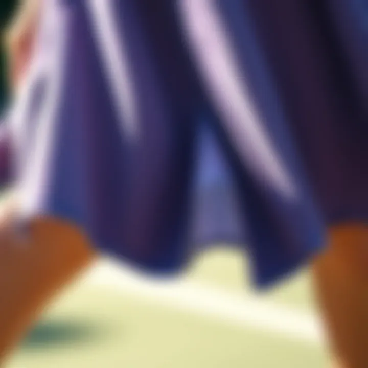 Intricate Design Elements of the Flare Tennis Skirt Close-up of the fabric texture and design details of a flare tennis skirt