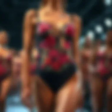 A display of various floral bodysuit designs