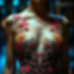 Elegant floral embroidery detailing on a bodysuit