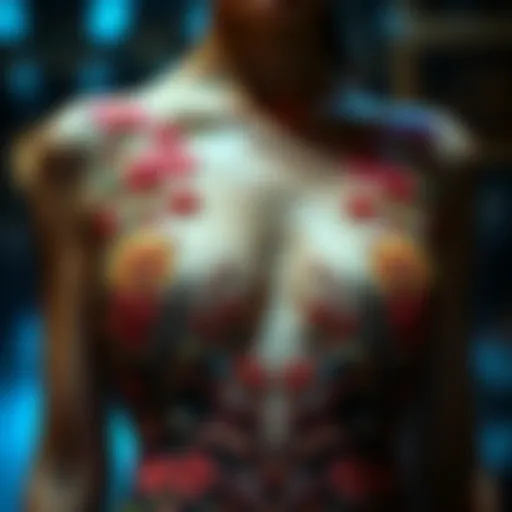 Elegant floral embroidery detailing on a bodysuit