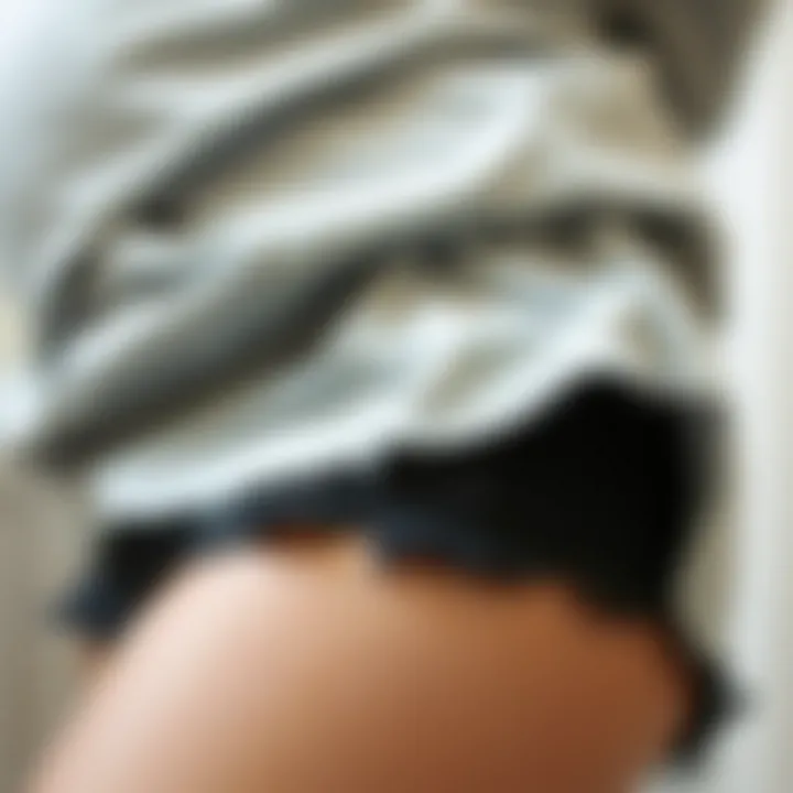 A close-up view of eco-friendly fabric used in maternity shorts