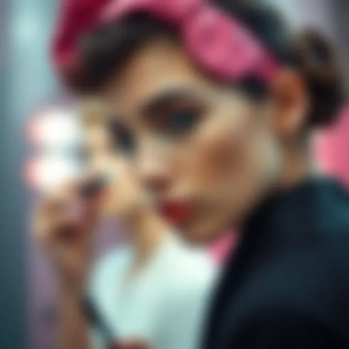 A close-up of a Hello Kitty headband in use during a beauty routine