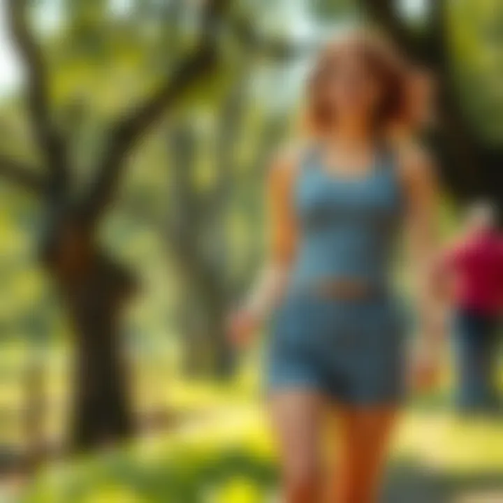 Comfortable High Waist Shorts for Active Moms Mom enjoying outdoor activities in comfortable shorts