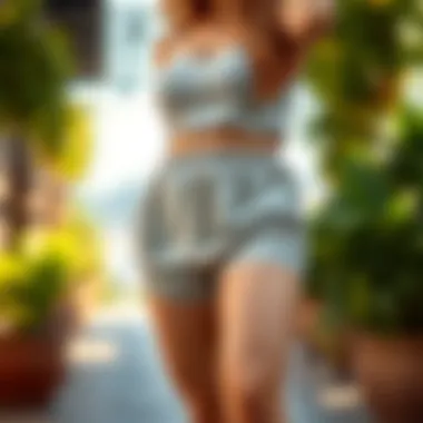 Chic High Waist Postpartum Shorts Stylish high waist postpartum shorts in a serene setting