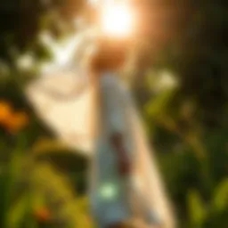 A flowing linen dress in a sunlit garden