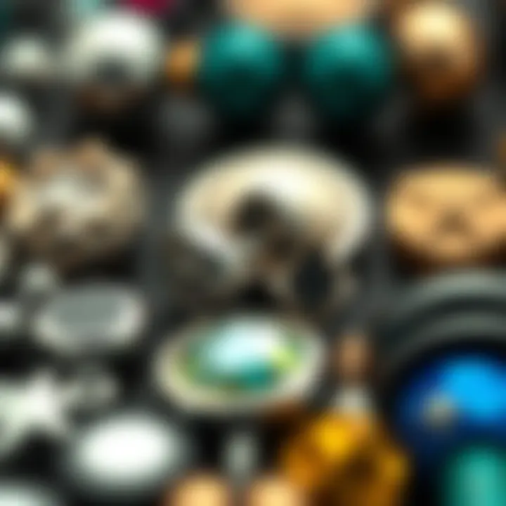 Diverse Materials in Magnet Earrings Close-up of various materials used in magnet earrings