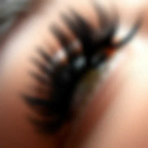 Close-up of a pair of lush mega volume false lashes showcasing their intricate layering.