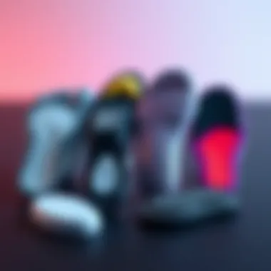 Variety of metatarsal pads arranged to show different designs and functions.