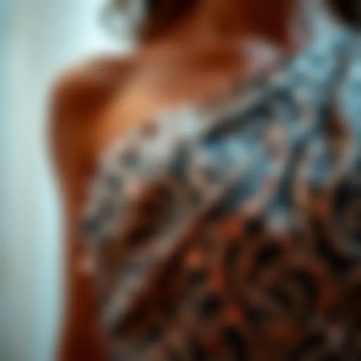 Close-up of the luxurious fabric of the Missord sequin prom dress emphasizing its quality and texture.