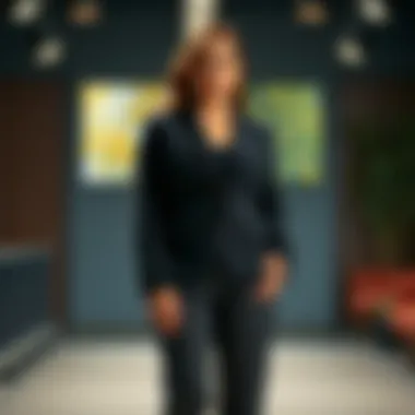 A stylish blazer paired with tailored trousers showcasing professional elegance