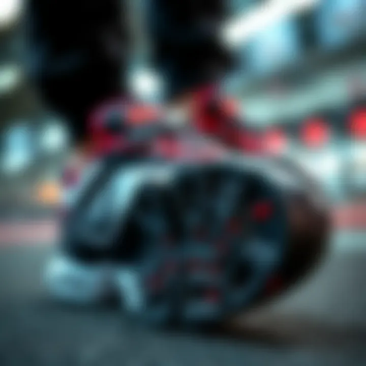 Close-up of the shoe's unique sole and cushioning technology