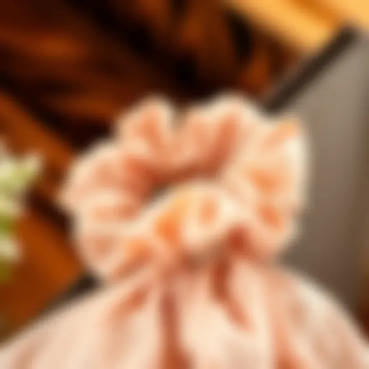 Personalized Touch on Bridesmaid Scrunchies Close-up of a personalized bridesmaid scrunchy with initials