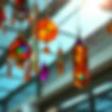 Vibrant Rainbow Crystal Suncatchers Vibrant display of rainbow crystal suncatchers catching sunlight