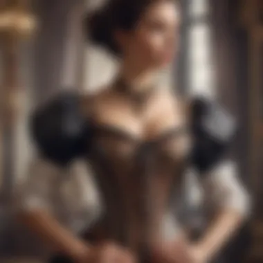 Historical Corset Styles Showcase Display of various historical corset styles arranged artistically