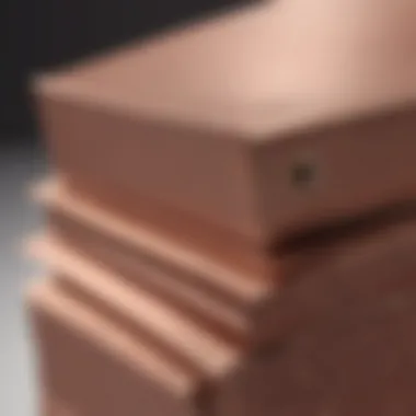 Close-up of rose gold binder material and texture