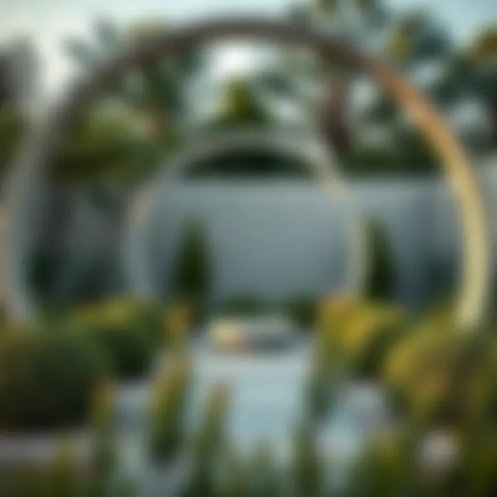 Circular Shapes in Outdoor Decor A serene outdoor space featuring circular shapes in landscaping