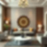 A detailed mandala design in a living room setting