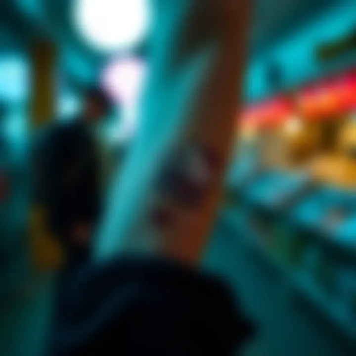 An individual showcasing a Sanrio temporary tattoo on their arm.